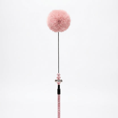 FUREVER365 TM-22 Rabbit Fur Ball Cat Teaser - Agile Short Wand High-Elasticity Steel Wire Toy