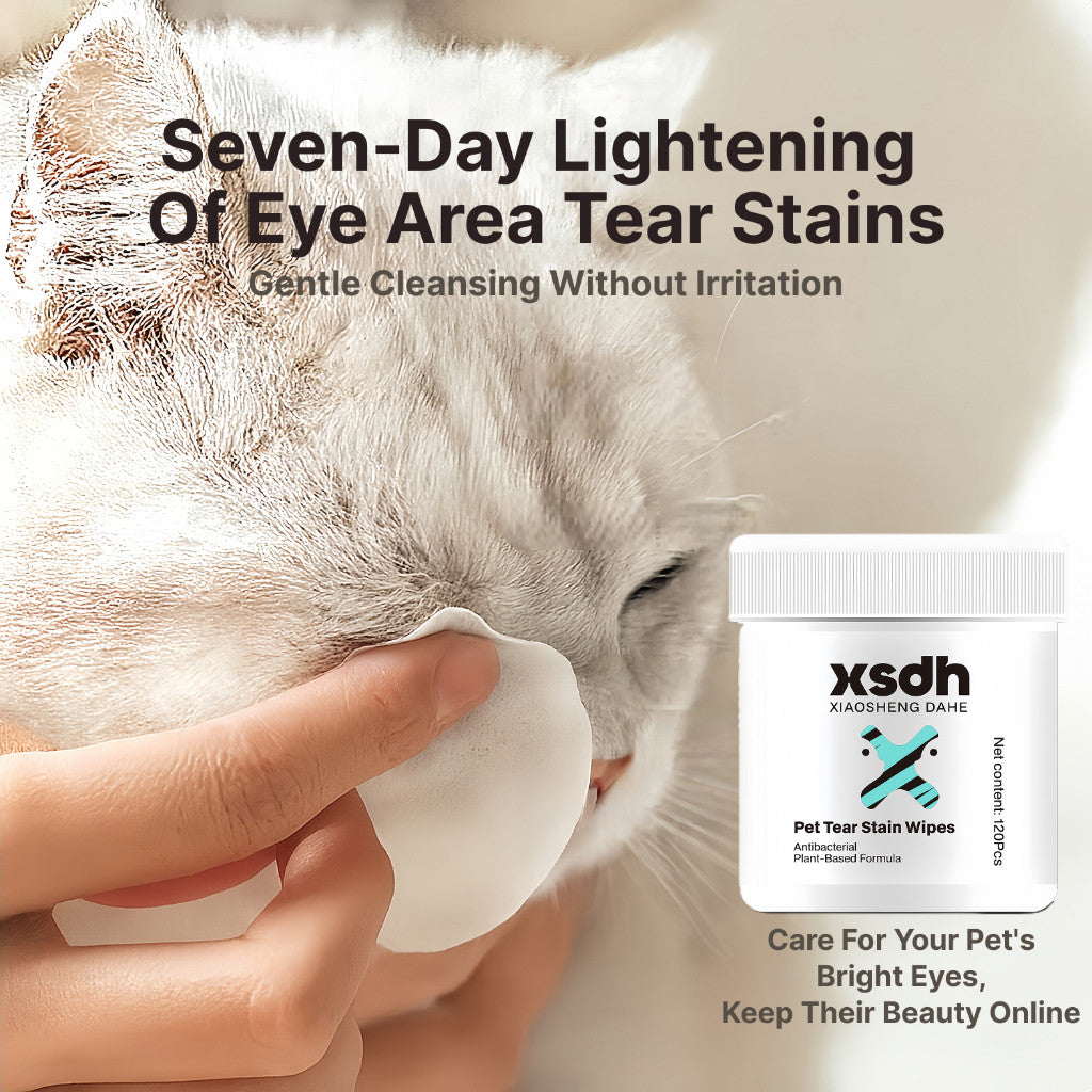 XSDH Pet Eye & Tear Stain Remover Kit: Cleaning Wipes & Solution for Cats