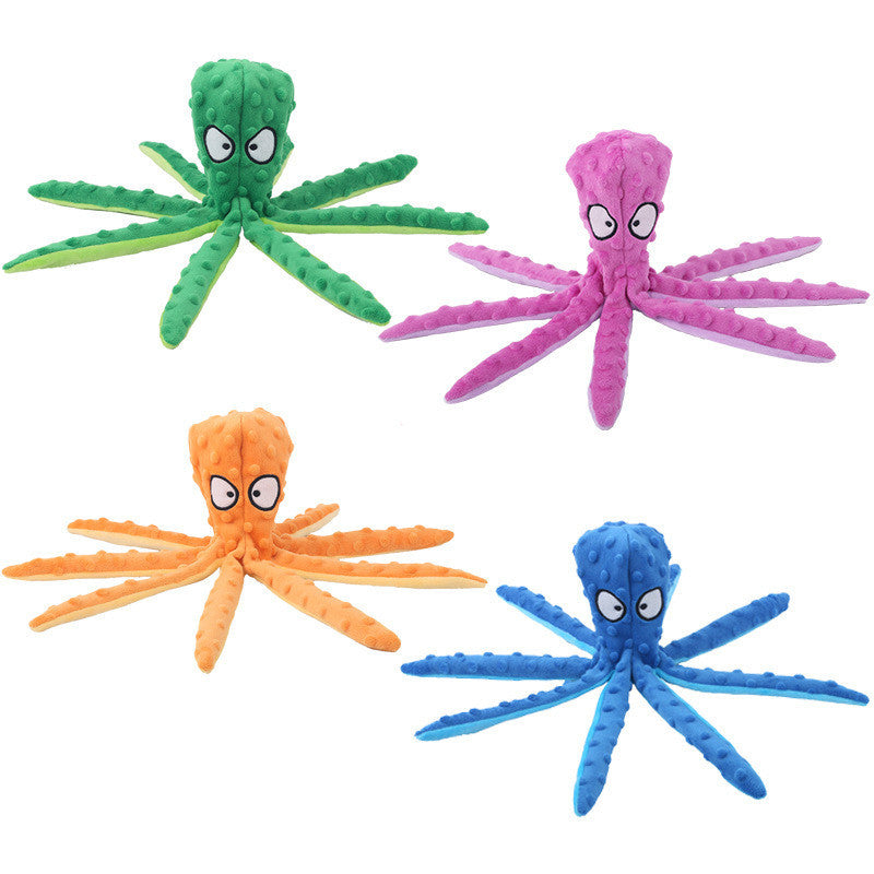 非上架链接（缺颜色）FUREVER365 Cute Octopus Pet Plush Toy Squeaky Dog Toy Interactive Cat Chew Toy Bite Resistant Molar