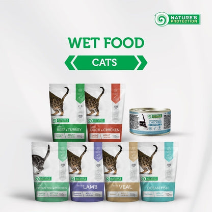Nature's Protection *Wet Pouch Food* (100g) Kitten and Cat | Ocean Fish/Beef Turkey/Duck Chicken/Lamb | Urinary Hairball