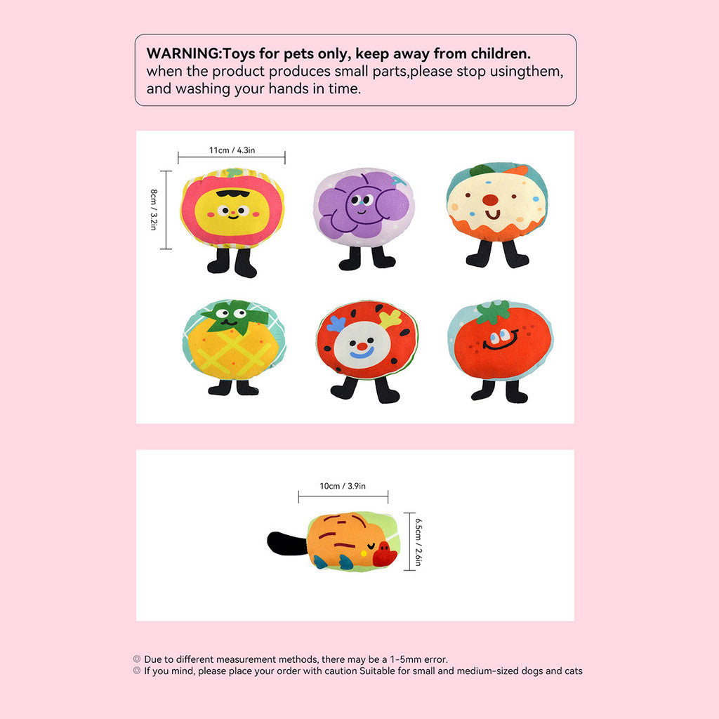 FUREVER365 Cute Pet Plush Crinkle Toy Squeaky Cat Toy Bite Resistant Fruit Floral Interactive Dog Toy