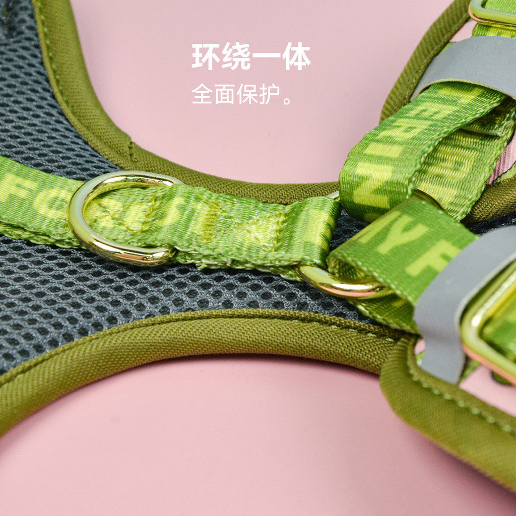 FUREVER365 Cute Pet Harness ID Tag Set Adjustable Cat Dog Vest Breathable Puppy Chest Strap Leash