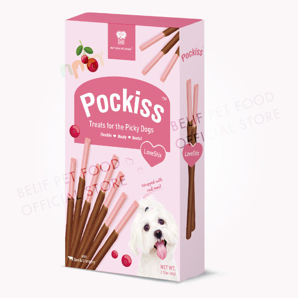 Natura Nourish Pockiss Snacks/Treats Stix with Beef & Cranberry/Mint/Milk Natura Nourish (60g) | Dog Snacks