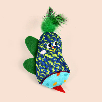 FUREVER365 Cute Pet Plush Toy with Bell Interactive Cat Toy Kitten Squeaky Chew Toy Boredom Relief
