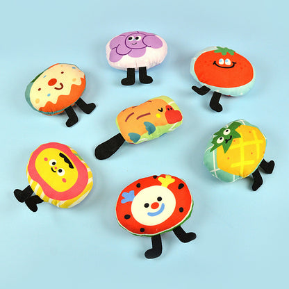FUREVER365 Cute Pet Plush Crinkle Toy Squeaky Cat Toy Bite Resistant Fruit Floral Interactive Dog Toy