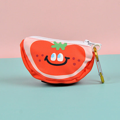 Cute Fruit Pet Waste Bag Dispenser Portable Dog Poop Bag Holder Mini Storage Pouch Bag Kucing Anjing