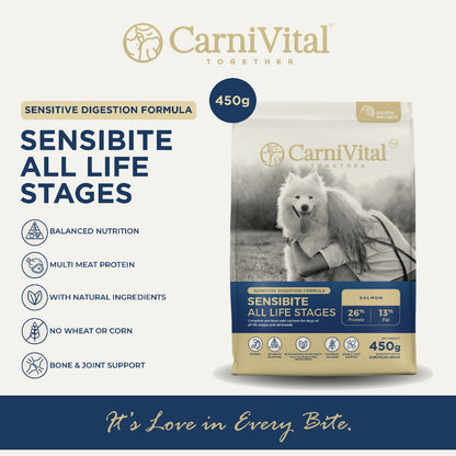 450g Pack Dog Food | Puppy & Junior / Supreme Bite / Sensibite / Grain Free Salmon / Grain Free Lamb | CarniVital