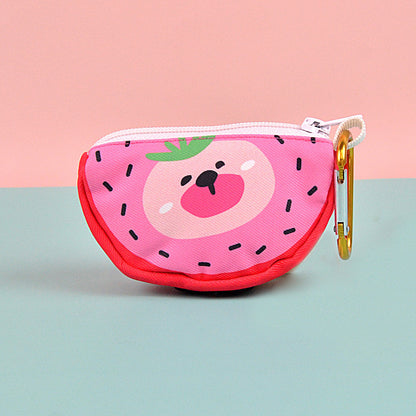 Cute Fruit Pet Waste Bag Dispenser Portable Dog Poop Bag Holder Mini Storage Pouch Bag Kucing Anjing