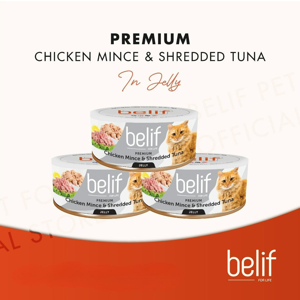 Belif Grain Free Tuna Salmon Flakes/Chic Breast/Anchovy/Shirasu/Shrimp Calamari in Jelly (80g)|Cat Wet Food