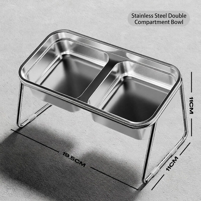 304 Stainless Steel Cat Bowl Double Pet Feeder Anti-Black Chin Elevated Dog Food Water Bowl Anti-Tip