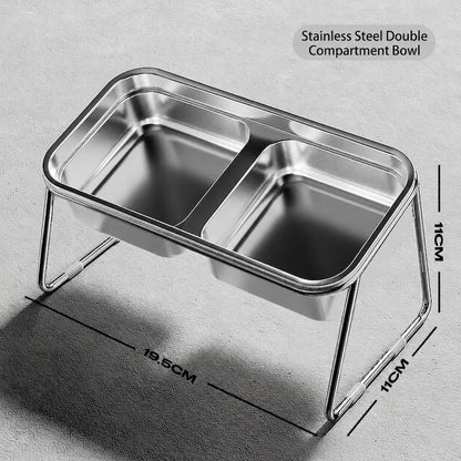 304 Stainless Steel Cat Bowl Double Pet Feeder Anti-Black Chin Elevated Dog Food Water Bowl Anti-Tip