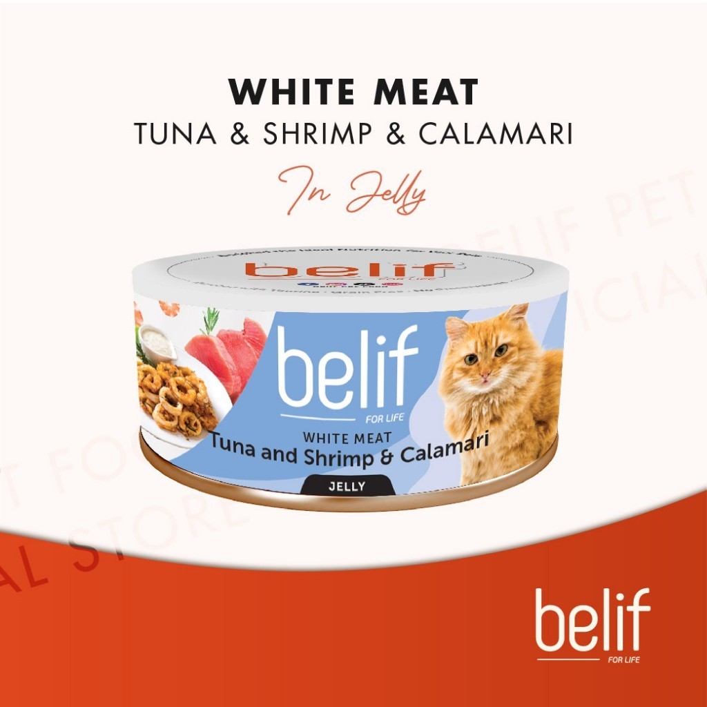 Belif Grain Free Tuna Salmon Flakes/Chic Breast/Anchovy/Shirasu/Shrimp Calamari in Jelly (80g)|Cat Wet Food