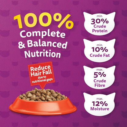 Whiskas Functional Dry Cat Food For Adult Cat - Indoor Formula/ UrinaryCare/ Skin&Coat/ Hairball Control 1.1kg