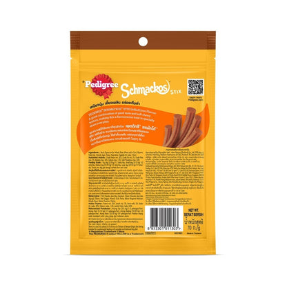 Pedigree Schmackos Dog Treats - Smoky Beef STIX / Grilled Liver STIX / Roasted Lamb STRAP / Chicken STRAP 70g
