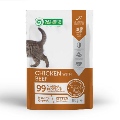 Nature's Protection *Wet Pouch Food* (100g) Kitten and Cat | Ocean Fish/Beef Turkey/Duck Chicken/Lamb | Urinary Hairball