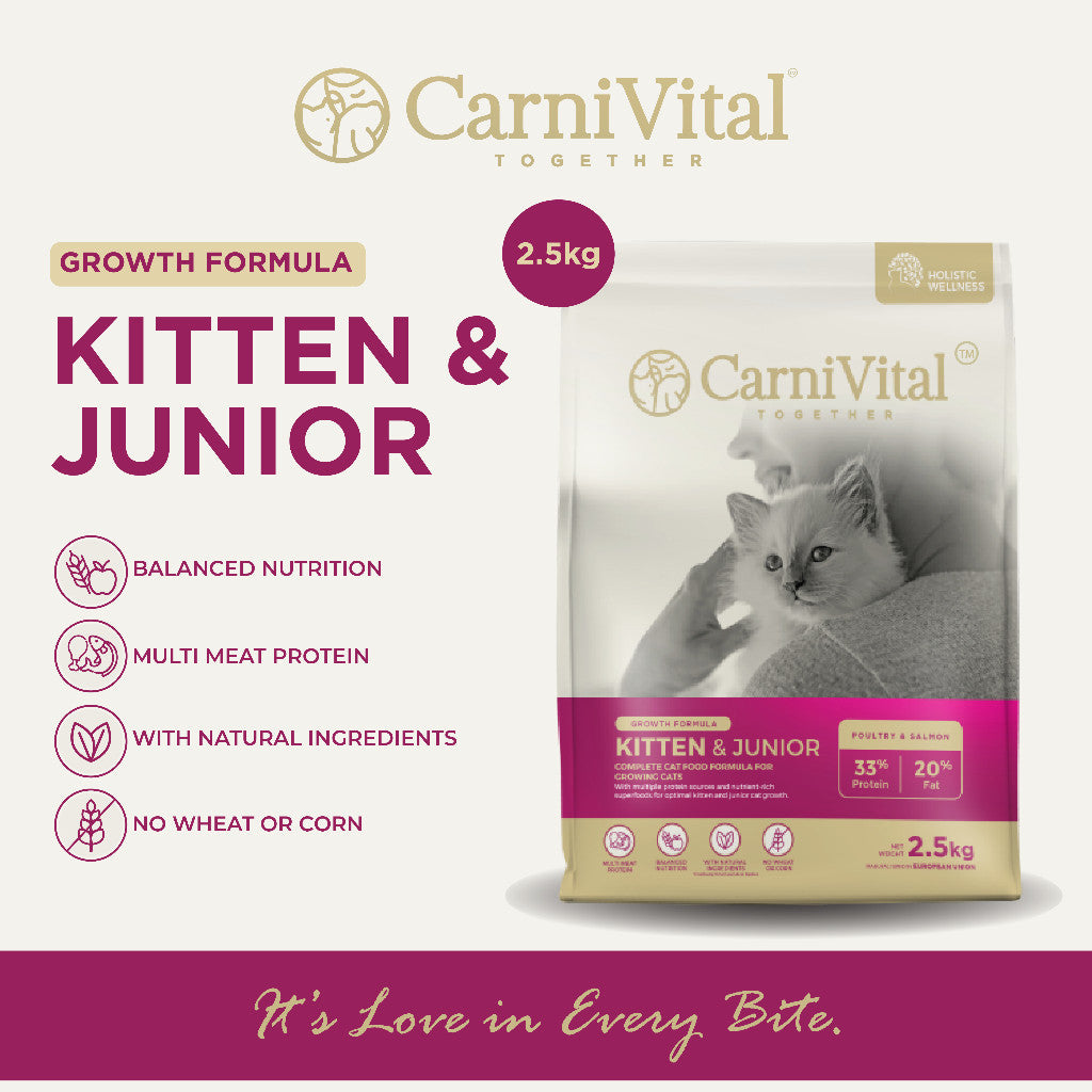 2.5kg Pack | Adult Cat / Hair & Skin / Kitten & Junior Makanan Kucing | CarniVital