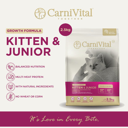 2.5kg Pack | Adult Cat / Hair & Skin / Kitten & Junior Makanan Kucing | CarniVital