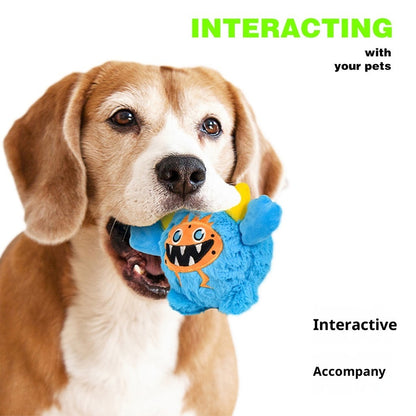 FUREVER365 Cute Little Monster Pet Toy Ball Squeaky Plush Dog Toy Bouncing Molar Ball Puppy Chew Toy