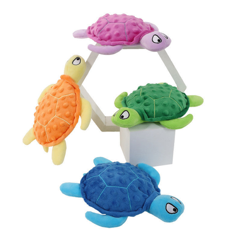 FUREVER365 Cute Sea Turtle Pet Plush Toy Squeaky Dog Toy Interactive Turtle Doll Bite Resistant Molar