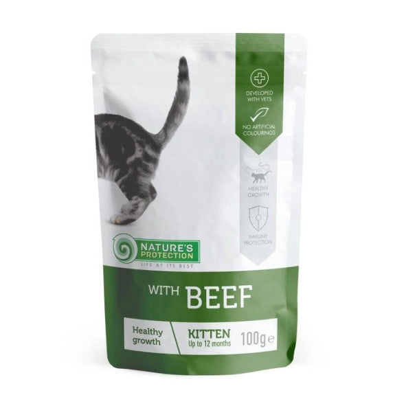 Nature's Protection *Wet Pouch Food* (100g) Kitten and Cat | Ocean Fish/Beef Turkey/Duck Chicken/Lamb | Urinary Hairball