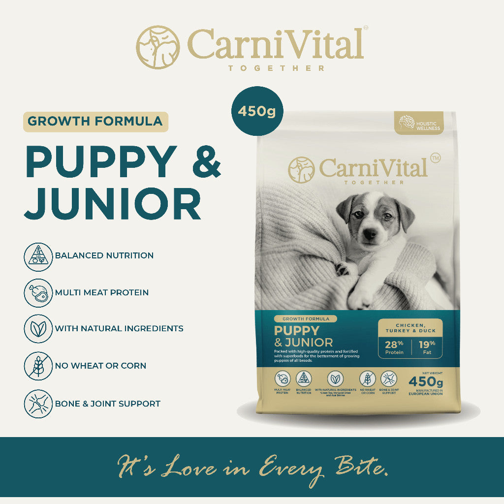 450g Pack Dog Food | Puppy & Junior / Supreme Bite / Sensibite / Grain Free Salmon / Grain Free Lamb | CarniVital