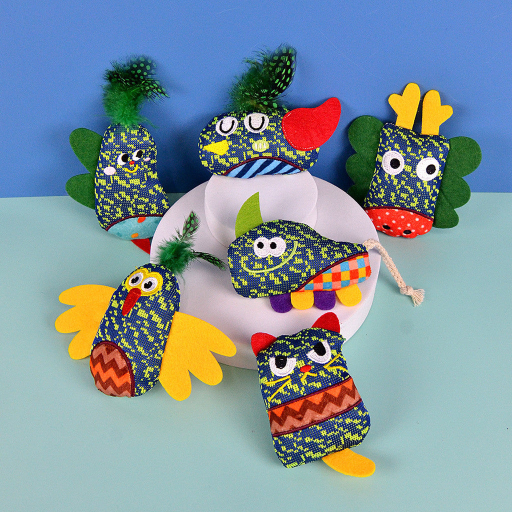 FUREVER365 Cute Pet Plush Toy with Bell Interactive Cat Toy Kitten Squeaky Chew Toy Boredom Relief