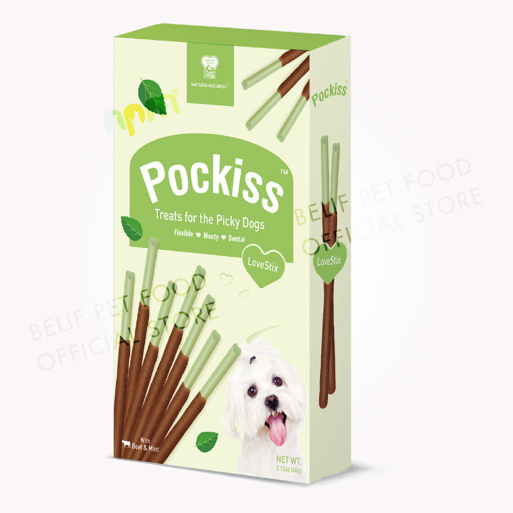 Natura Nourish Pockiss Snacks/Treats Stix with Beef & Cranberry/Mint/Milk Natura Nourish (60g) | Dog Snacks