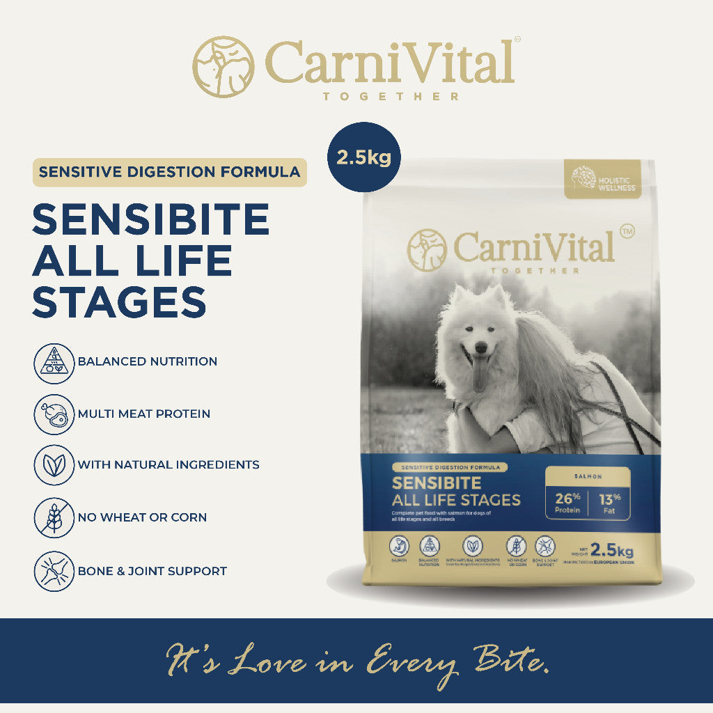2.5kg Pack Dog Food | Puppy & Junior / Supreme Bite / Sensibite / Grain Free Salmon / Grain Free Lamb | CarniVital