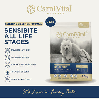 2.5kg Pack Dog Food | Puppy & Junior / Supreme Bite / Sensibite / Grain Free Salmon / Grain Free Lamb | CarniVital
