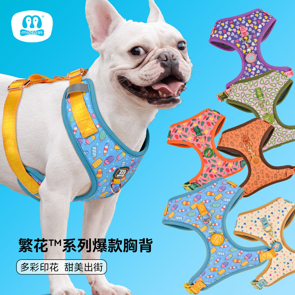 FUREVER365 Cute Pet Harness with Pendant Breathable Summer Dog Vest Harness Adjustable Cat Dog Chest