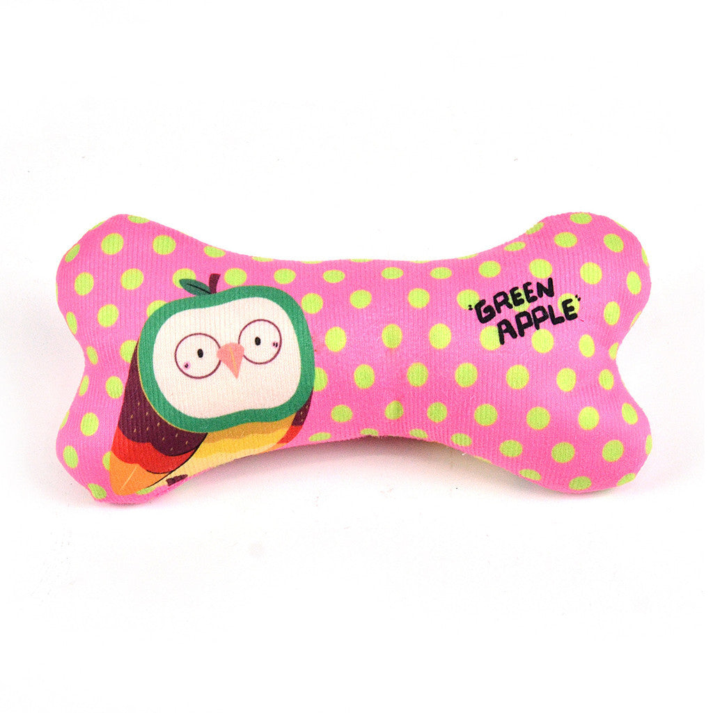 FUREVER365 Cute Pet Plush Toy Bite Resistant Molar Dog Toy Soft Cartoon Animal Squeaky Cat Toy Bone