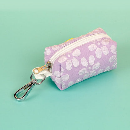 FUREVER365 Floral Pet Poop Bag Dispenser Portable Dog Waste Bag Holder Pouch Outdoor Walking Case