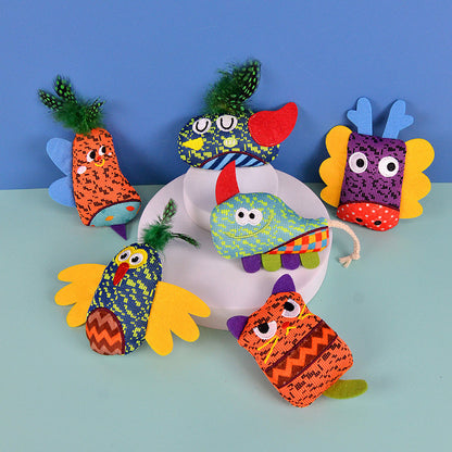FUREVER365 Cute Pet Plush Toy with Bell Interactive Cat Toy Kitten Squeaky Chew Toy Boredom Relief