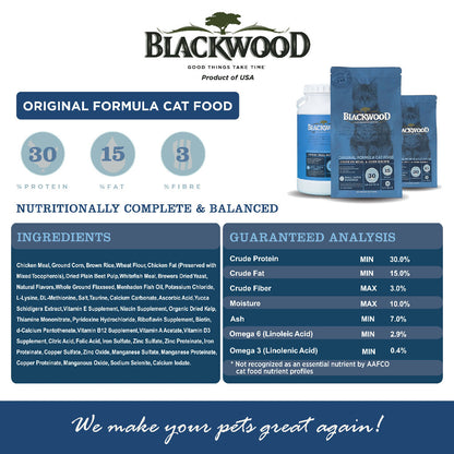 Makanan Kucing (2.5kg) Blackwood | Original / Adult Cat / Indoor / Kitten | Slow Cooked Pet Nutrition