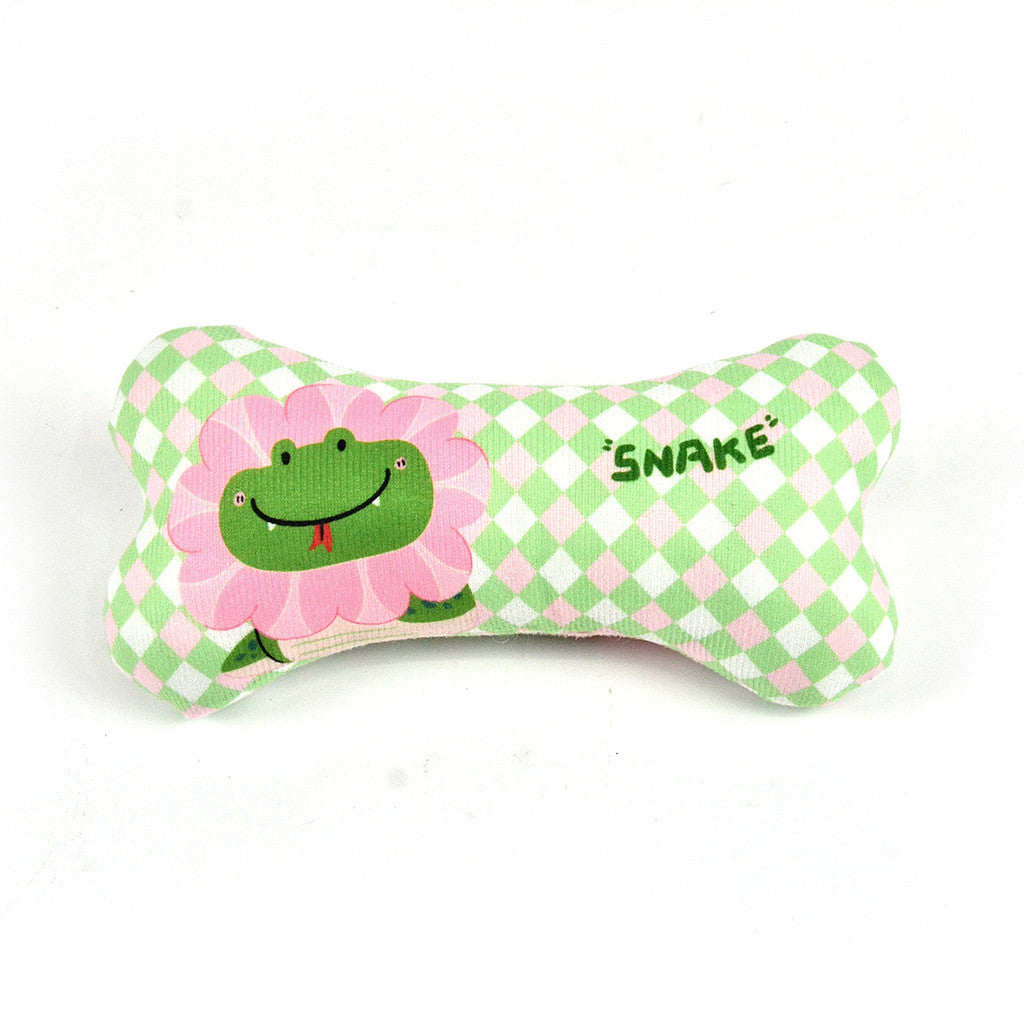 FUREVER365 Cute Pet Plush Toy Bite Resistant Molar Dog Toy Soft Cartoon Animal Squeaky Cat Toy Bone