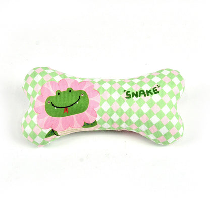 FUREVER365 Cute Pet Plush Toy Bite Resistant Molar Dog Toy Soft Cartoon Animal Squeaky Cat Toy Bone