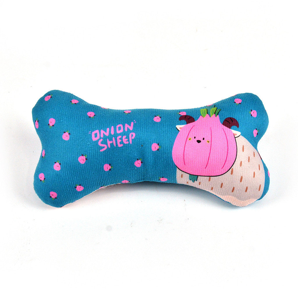 FUREVER365 Cute Pet Plush Toy Bite Resistant Molar Dog Toy Soft Cartoon Animal Squeaky Cat Toy Bone