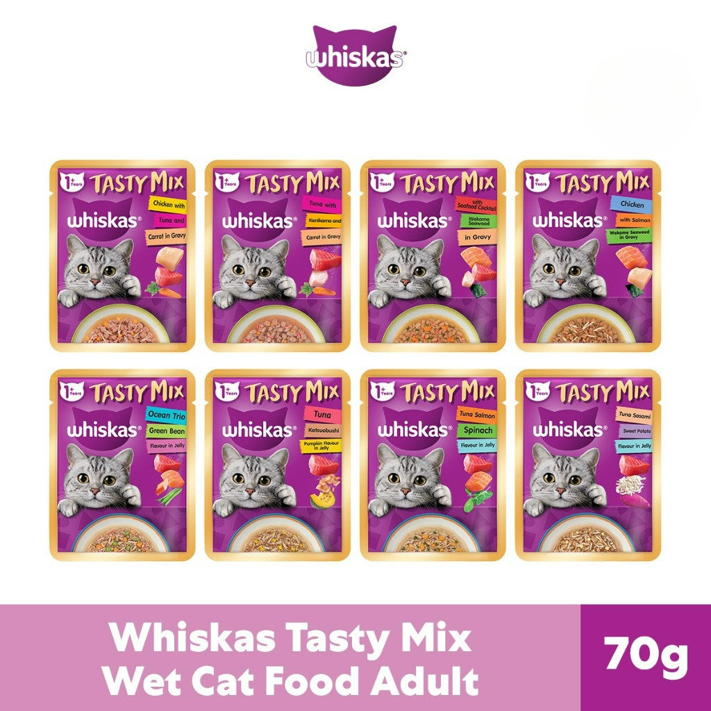 Whiskas Tasty Mix Wet Cat Food For Adult Cat 70g