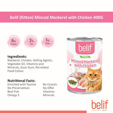 Belif Cat Wet Food - Mackerel/Ocean Fish/Mackerel Chicken/S Chicken/Pilchard Prawn/S Trevally/S Tuna (400g)