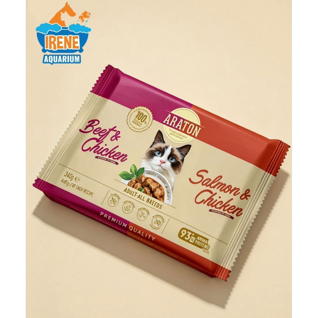 Araton Cat Pouch Set 4x85g (340g) - Beef Chicken/Salmon Chicken