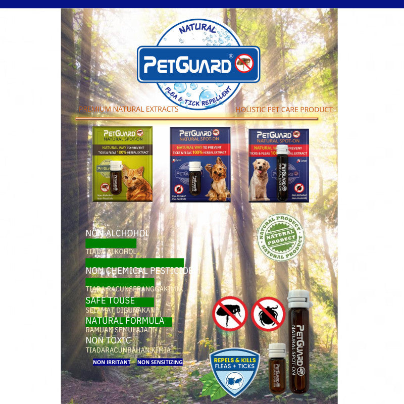 OFFERPETGUARD Natural Spot-on Anti Fleas Ticks Treatment Flea Ticks Spot on Anti Kutu Anti Itchy Skin