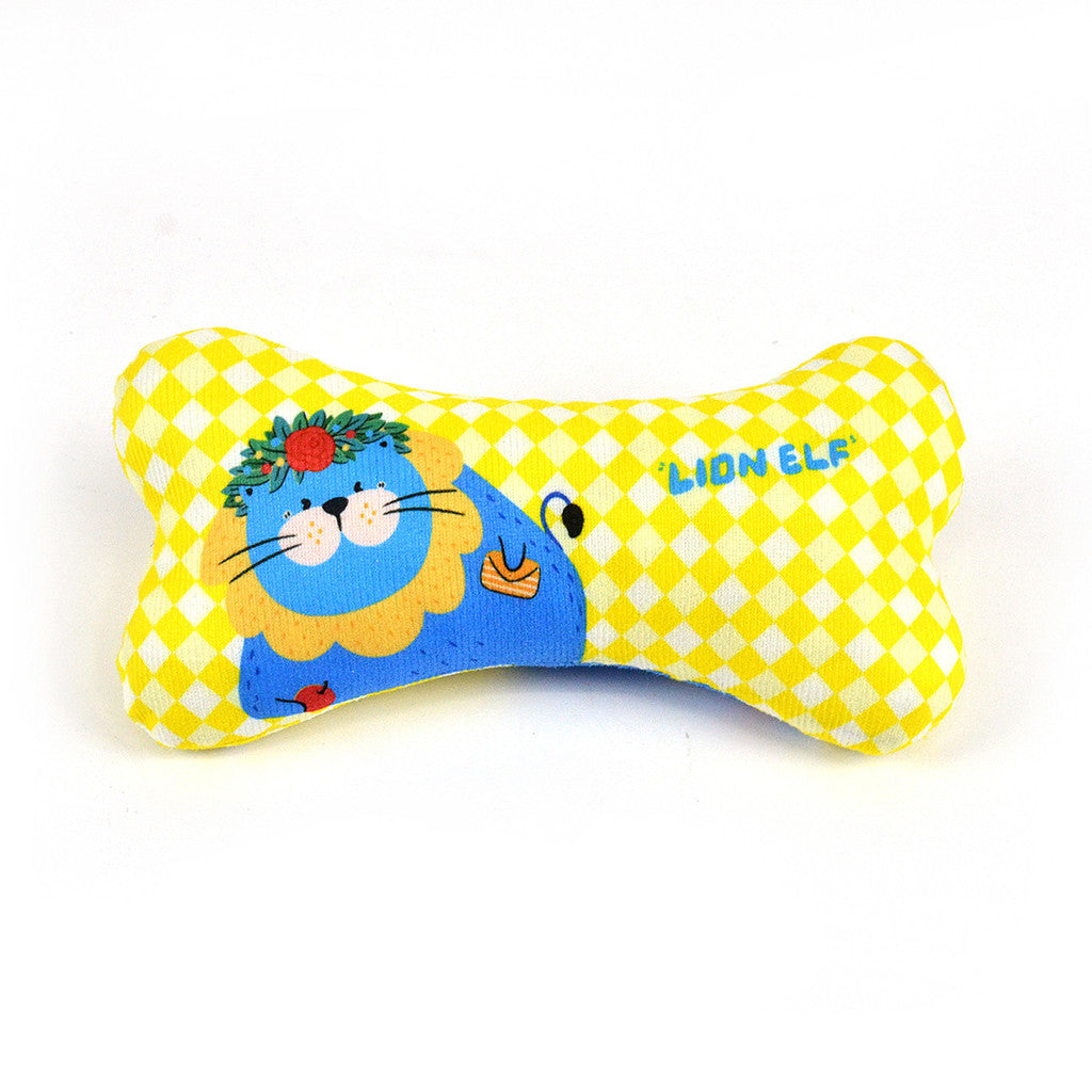 FUREVER365 Cute Pet Plush Toy Bite Resistant Molar Dog Toy Soft Cartoon Animal Squeaky Cat Toy Bone