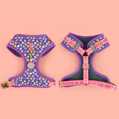 FUREVER365 Cute Pet Harness ID Tag Set Adjustable Cat Dog Vest Breathable Puppy Chest Strap Leash