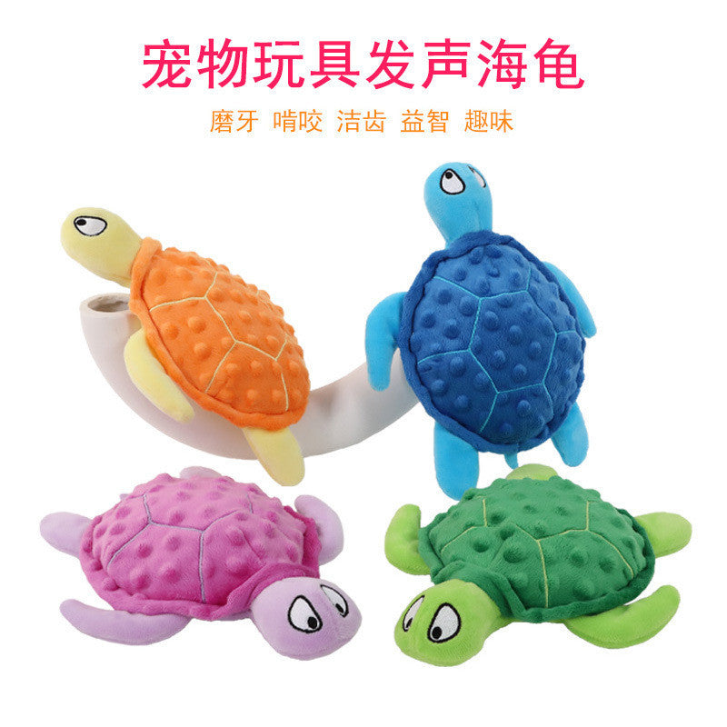 FUREVER365 Cute Sea Turtle Pet Plush Toy Squeaky Dog Toy Interactive Turtle Doll Bite Resistant Molar