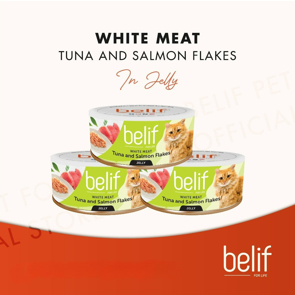 Belif Grain Free Tuna Salmon Flakes/Chic Breast/Anchovy/Shirasu/Shrimp Calamari in Jelly (80g)|Cat Wet Food