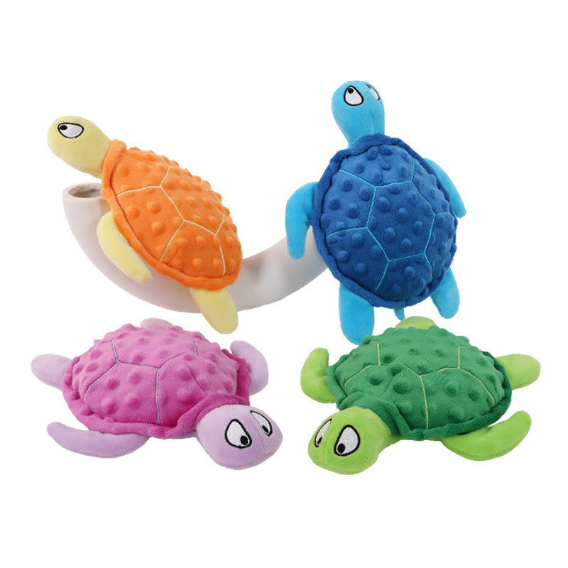 FUREVER365 Cute Sea Turtle Pet Plush Toy Squeaky Dog Toy Interactive Turtle Doll Bite Resistant Molar