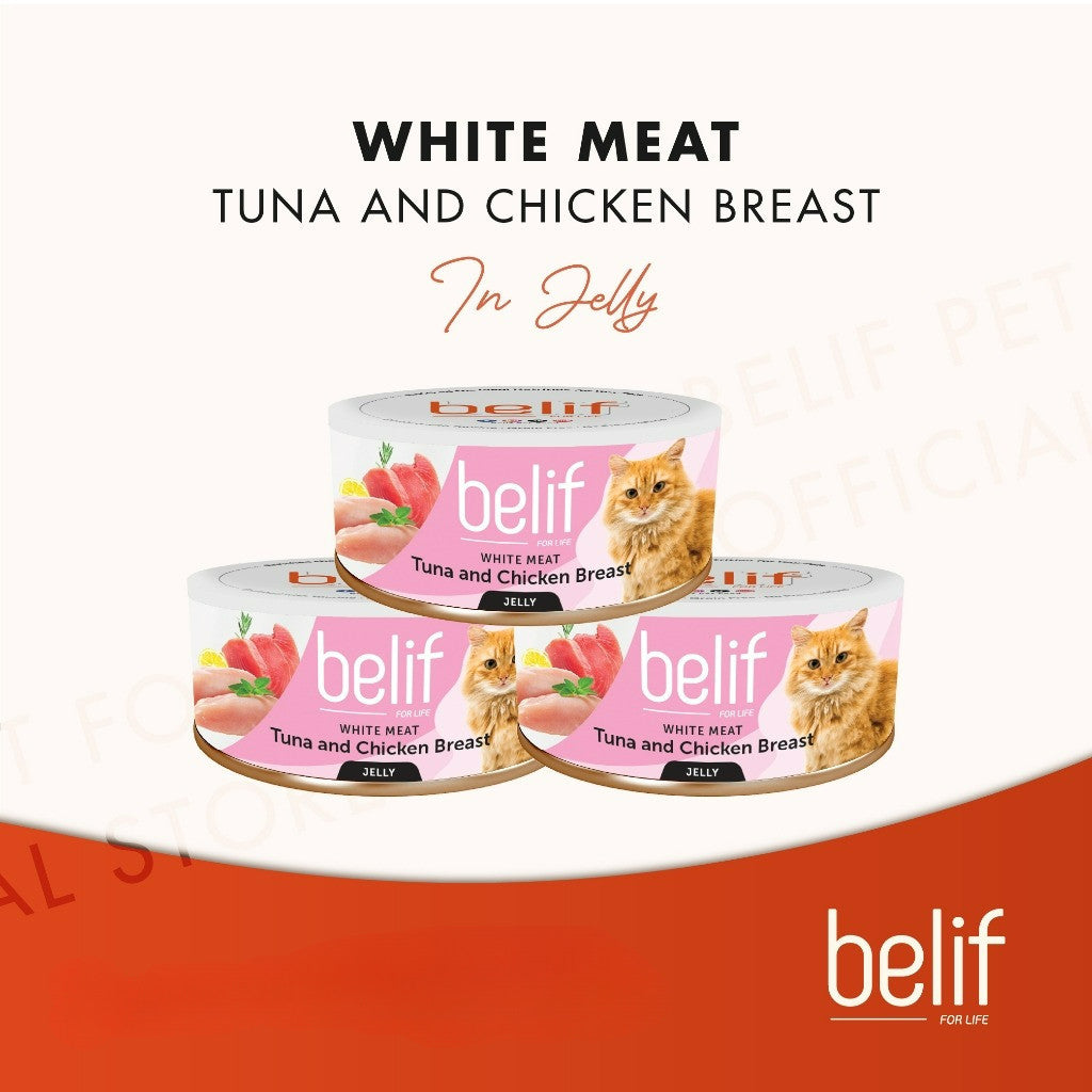 Belif Grain Free Tuna Salmon Flakes/Chic Breast/Anchovy/Shirasu/Shrimp Calamari in Jelly (80g)|Cat Wet Food