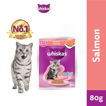 Whiskas Pouch Wet Cat Food For Junior Cat Tuna / Mackerel / Chicken / Salmon 80g