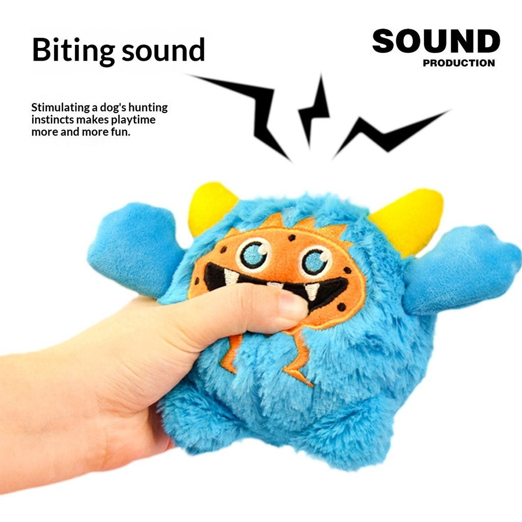 FUREVER365 Cute Little Monster Pet Toy Ball Squeaky Plush Dog Toy Bouncing Molar Ball Puppy Chew Toy