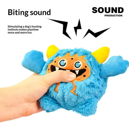 FUREVER365 Cute Little Monster Pet Toy Ball Squeaky Plush Dog Toy Bouncing Molar Ball Puppy Chew Toy